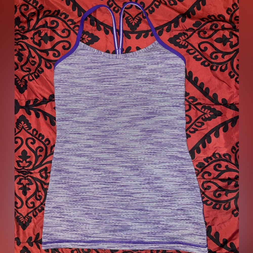 Lululemon striped Heather indigo blue purple Power Y Cami tank top size 6